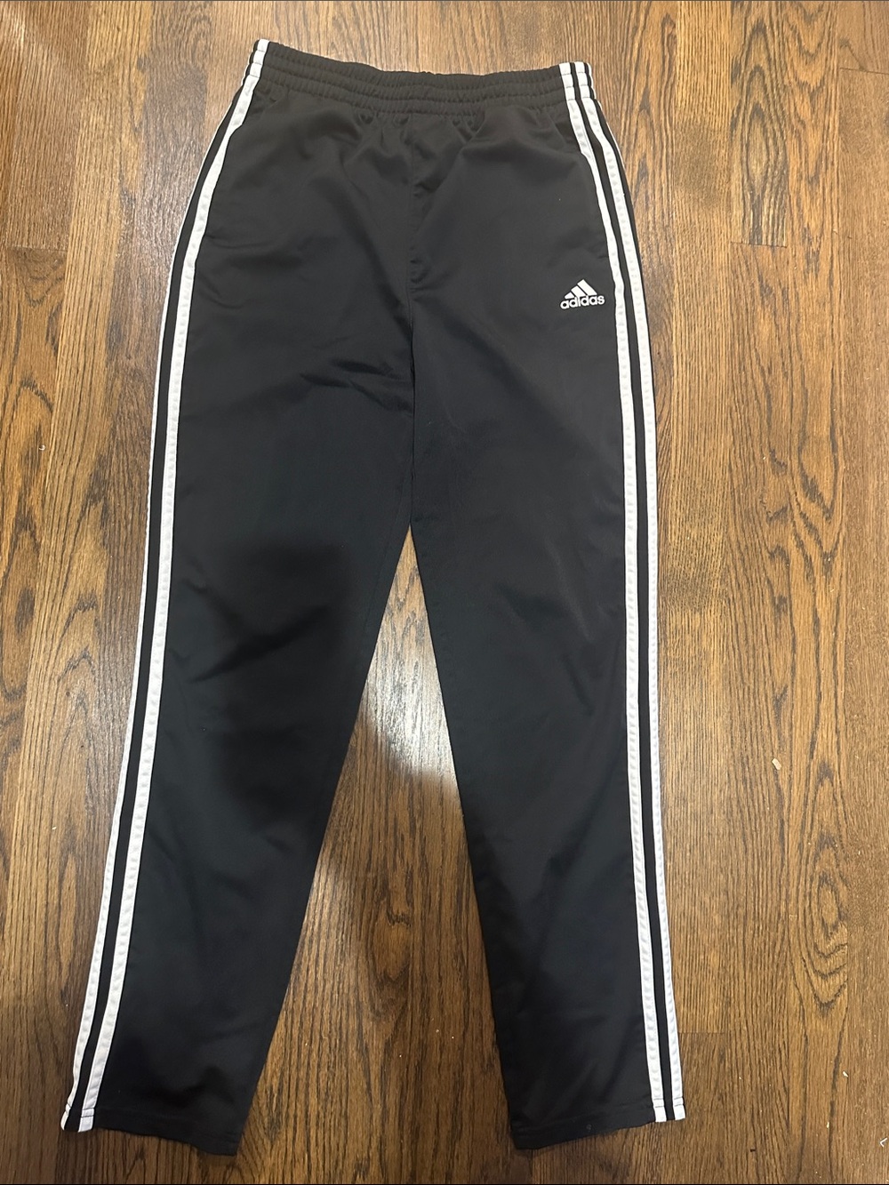 Adidas Youth 16/18 XLG Kids Black Athletic Track Pants with White Stripes